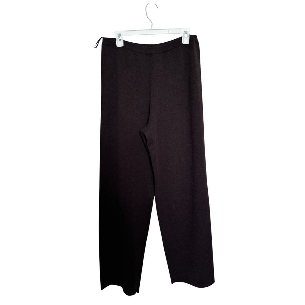 Eileen Fisher Brown Washable Stretch Crepe Wide-Leg Pant Size L 100%Wool